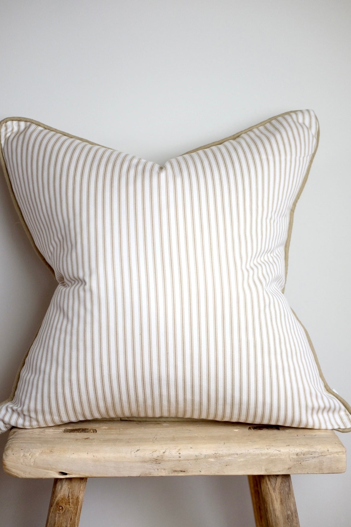100% Irish Linen & Cotton Ticking Cushion, Oat.