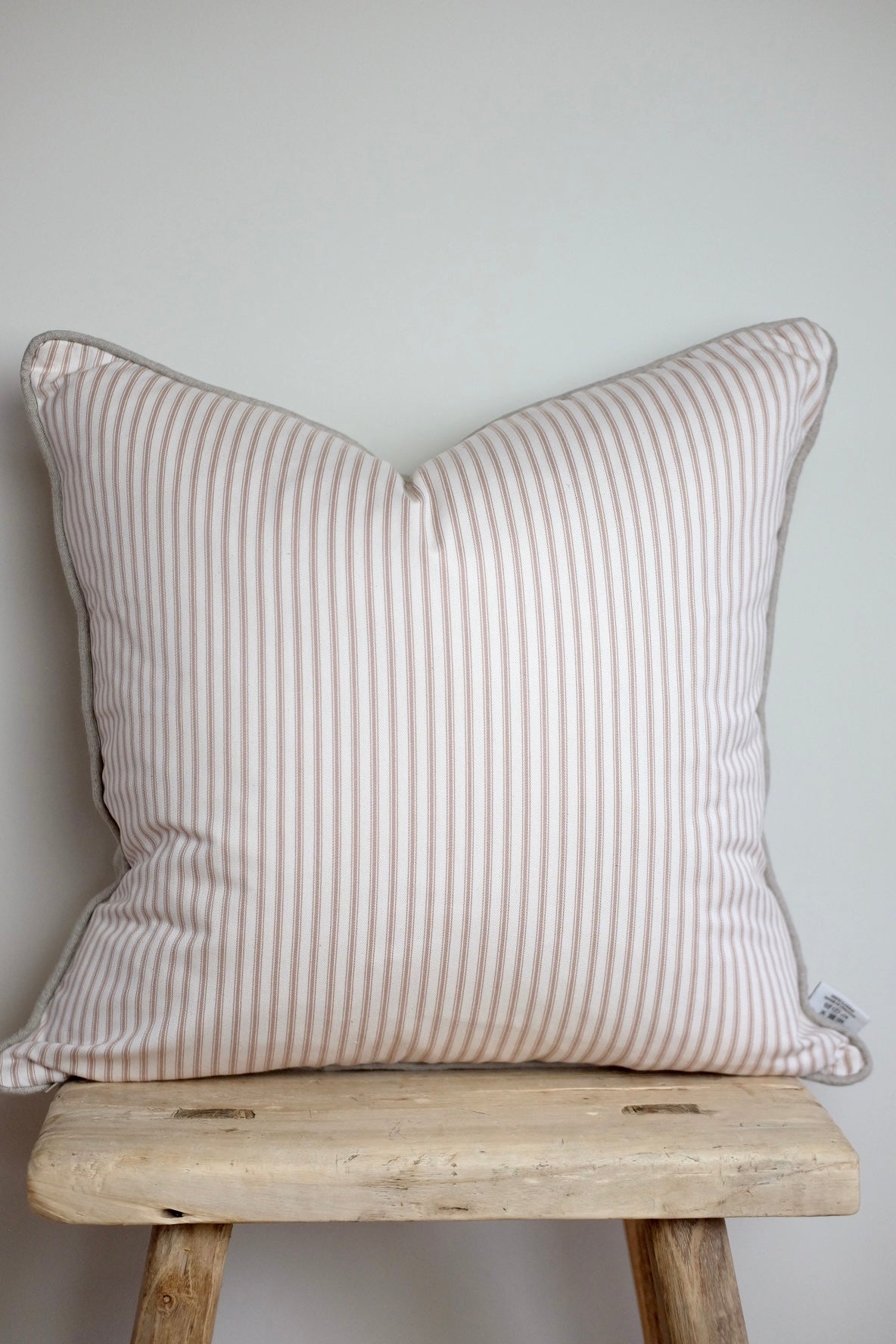 100% Irish Linen & Cotton Ticking Cushion, Natural