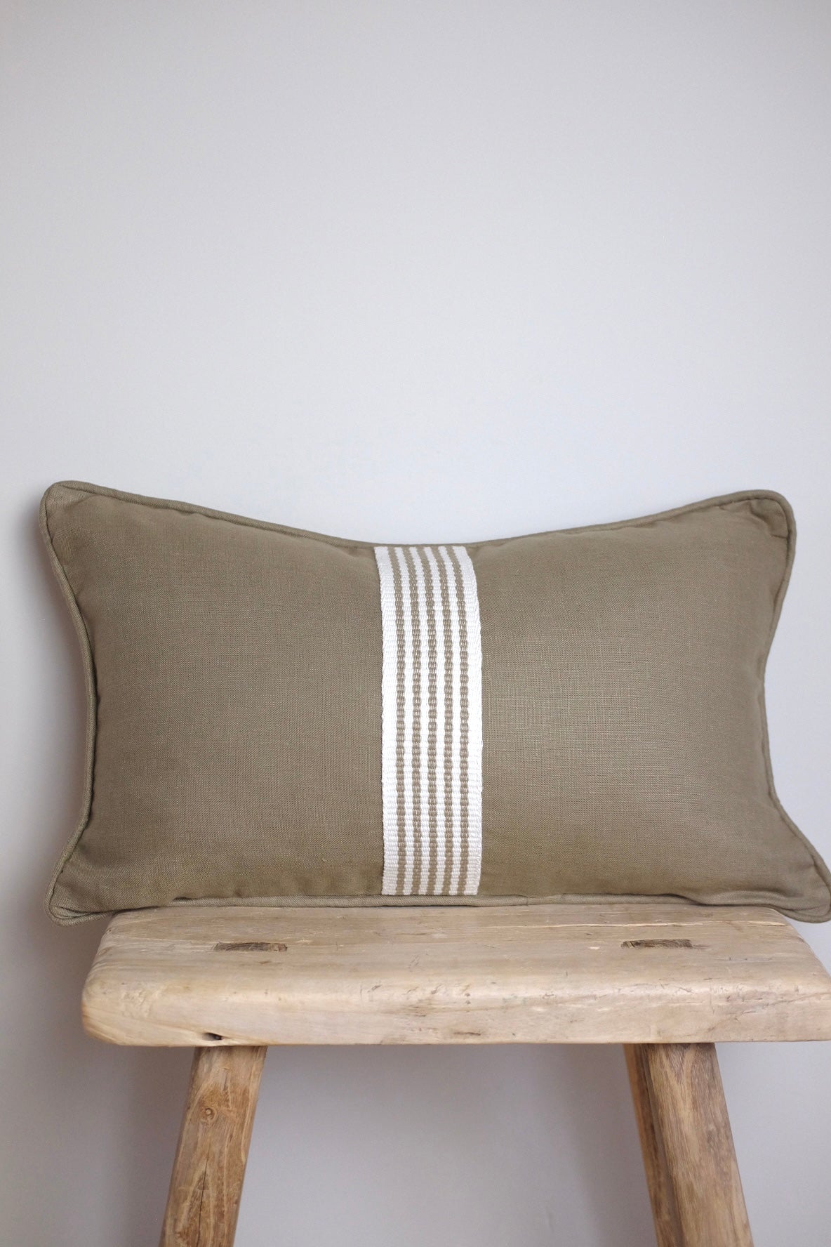 100% Irish Linen Lumbar Cushion, Khaki