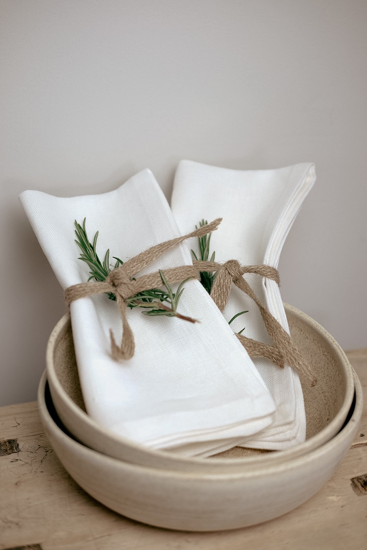 Linen Napkins, Ivory. Set of 4