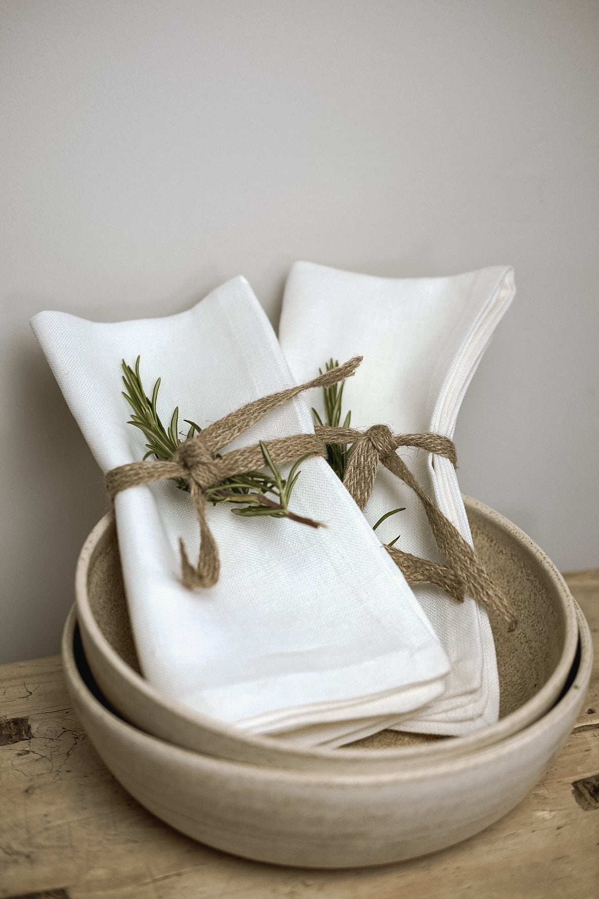 Linen Napkins, Ivory. Set of 4
