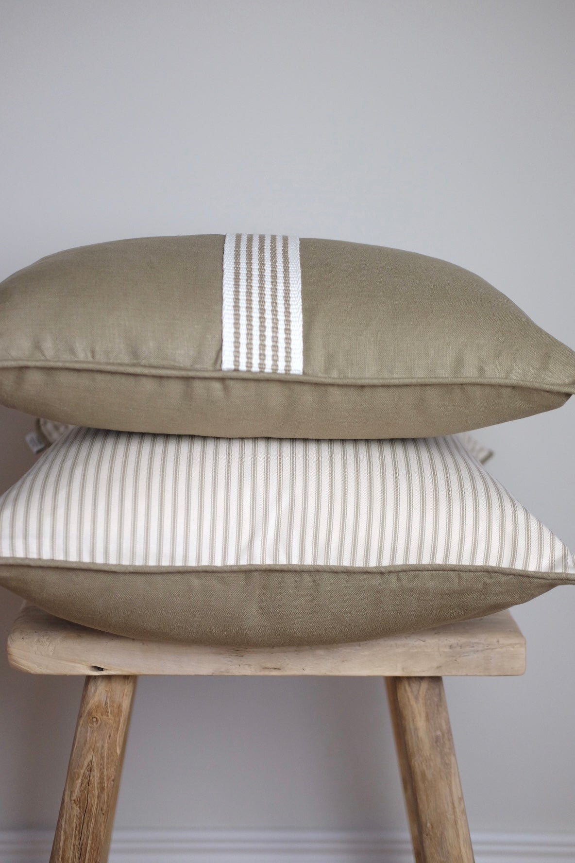 100% Irish Linen Lumbar Cushion, Khaki