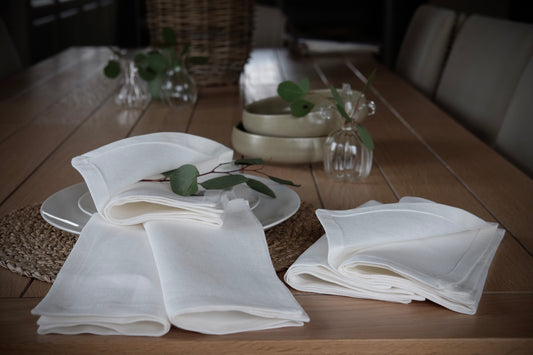 Linen Napkins, Ivory.  Set of 4