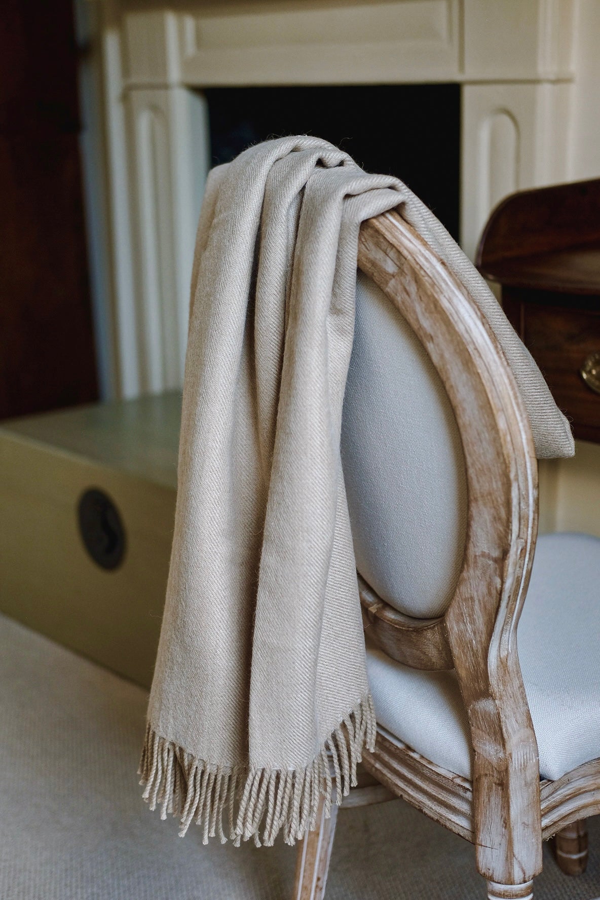 Luxury Merino & Alpaca Throw, Almond