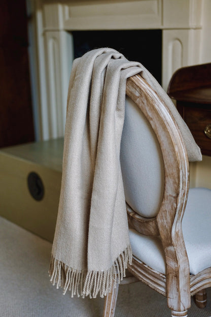 Luxury Merino & Alpaca Throw, Almond