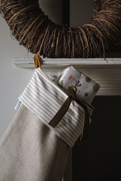 Linen Stocking, Oat & Khaki. Large