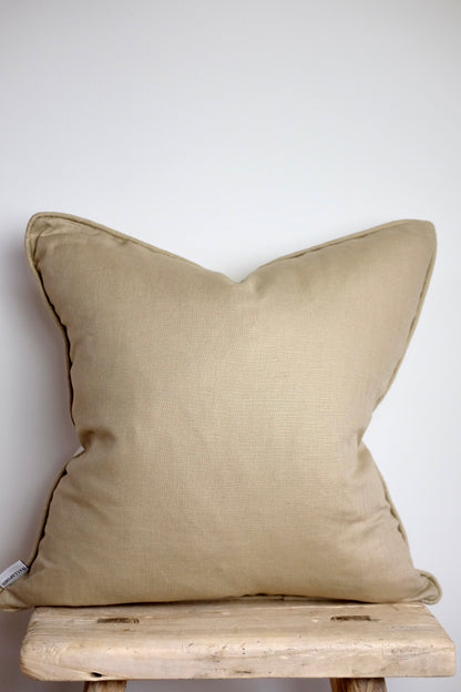 100% Irish Linen & Cotton Ticking Cushion, Oat.