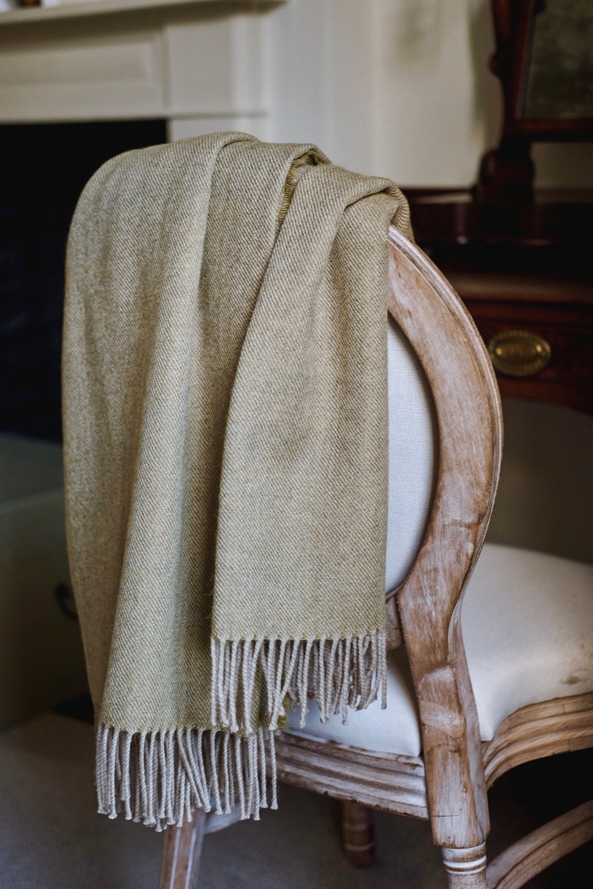 Luxury Merino & Alpaca Throw, Olive