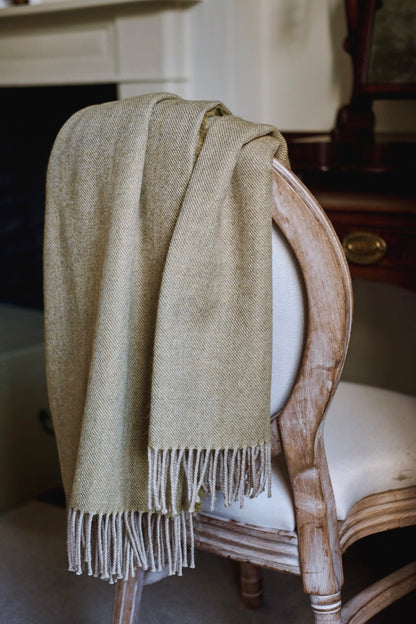Luxury Merino & Alpaca Throw, Olive