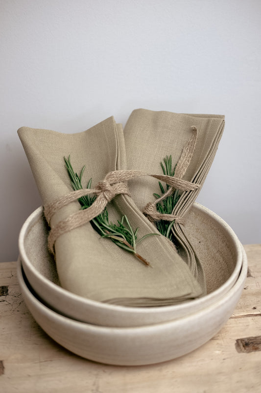 Linen Napkins, Oat.  Set of 4