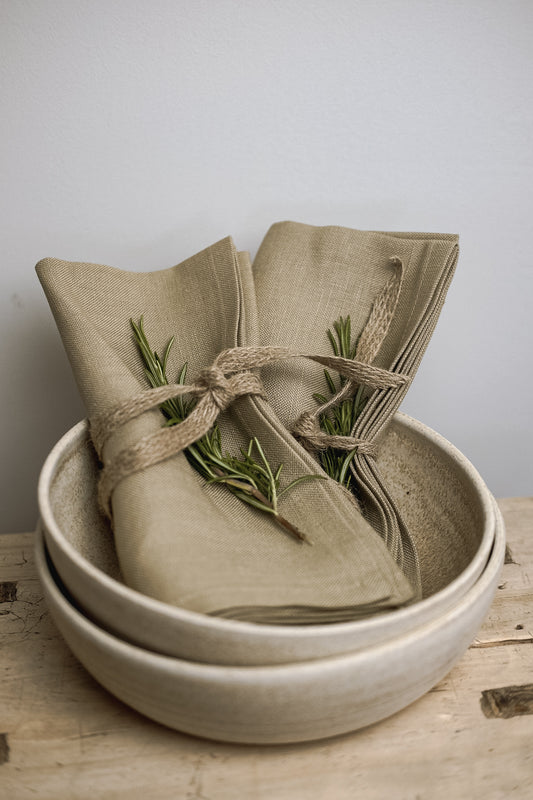 Linen Napkins, Oat.  Set of 4