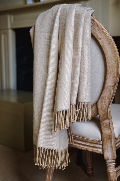 Luxury Merino & Alpaca Throw, Hazelnut