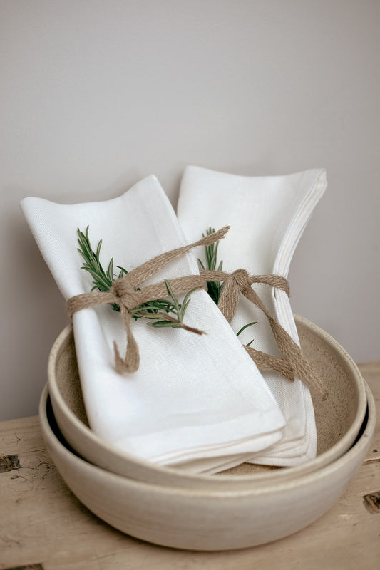 Linen Napkins, Ivory.  Set of 4