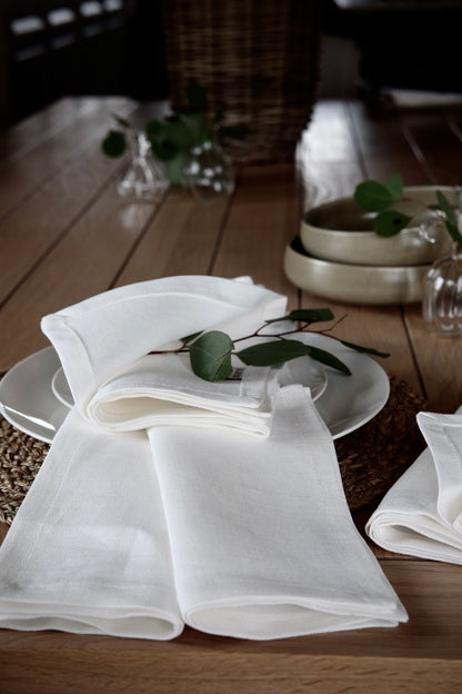 Linen Napkins, Ivory.  Set of 4