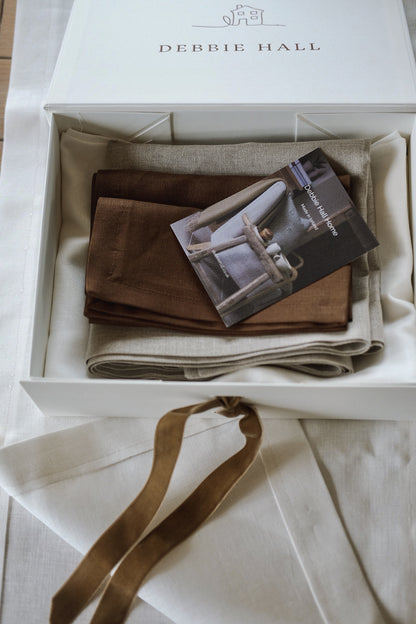 100% Linen Napkins, Chocolate.  Set of 4