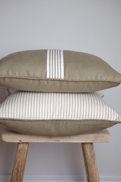 100% Irish Linen Lumbar Cushion, Khaki