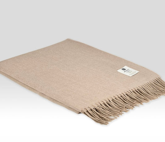 Luxury Merino & Alpaca Throw, Almond