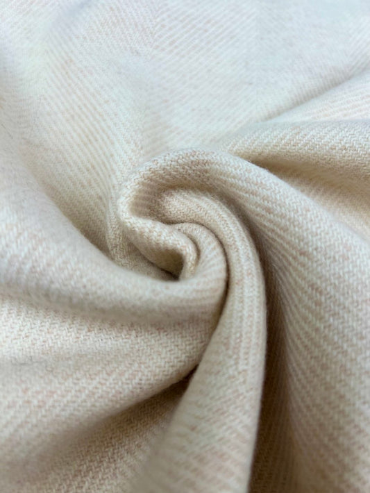 100% Merino Lambswool Herringbone throw, Linen. Extra Large